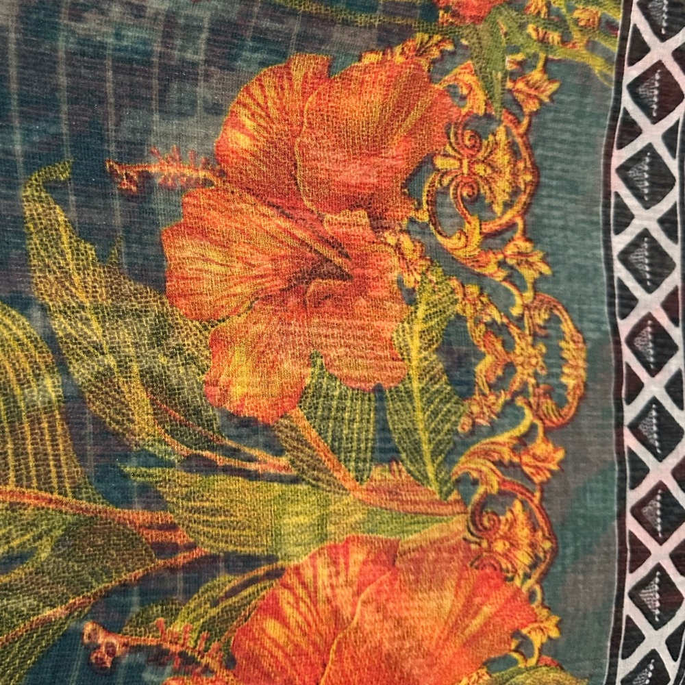 Large silky scarf 42 x 78 autumn colors EUC no tags